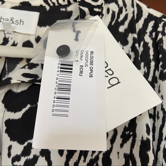 NWT Ba&sh Opus Blouse | Size 1 / US 4 | Black and Ecru, Puff Sleeve - Picture 12 of 16